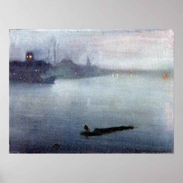 Póster James McNeill Whistler Nocturne em Azul e Prata (Frente)