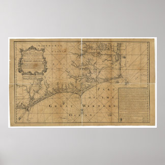 Póster James Wimble 1738 Mapa da Carolina do Norte