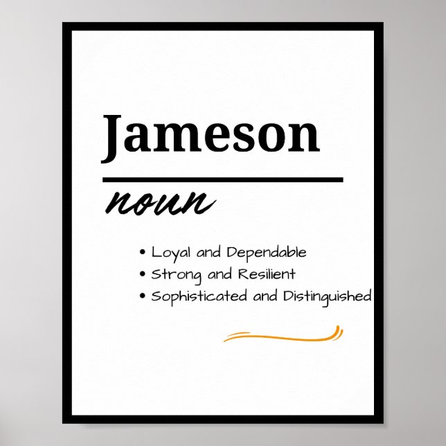Poster Jameson, Nome Personalizado de Menino Definição (Frente)