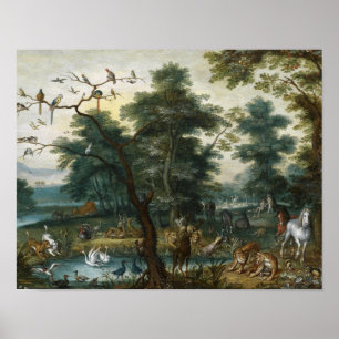 Poster Jan Brueghel, o mais jovem - Paisagem Paraísa
