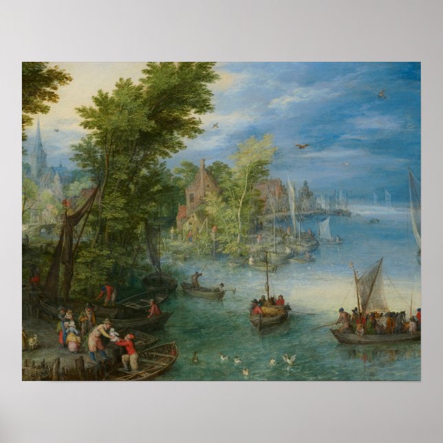 Poster Jan Brueghel, o Velho - Paisagem do Rio (Frente)