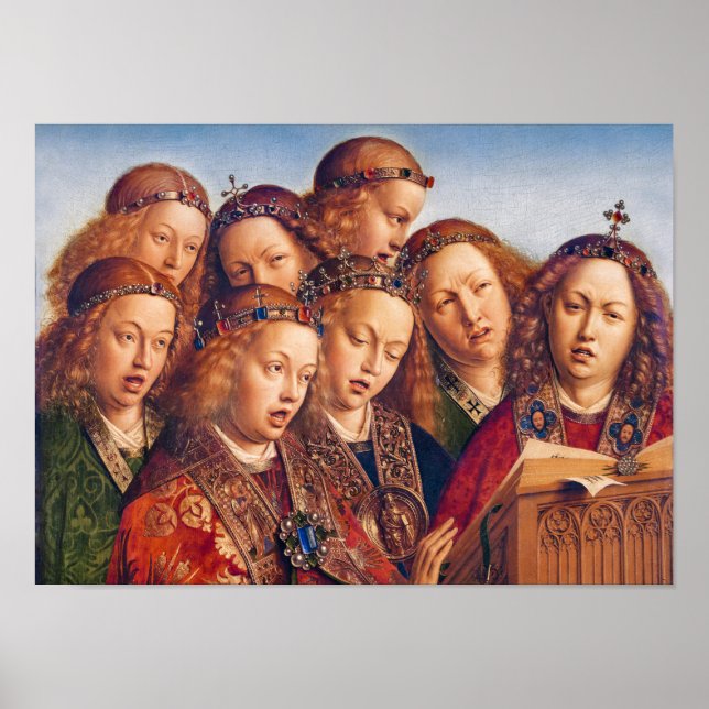 Poster Jan van Eyck Cantando anjos Gent altarpedal (Frente)
