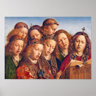 Poster Jan van Eyck que canta a anjos o altarpiece de