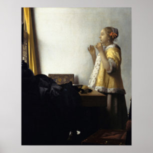 Poster Jan Vermeer, jovem mulher com colar de pérolas