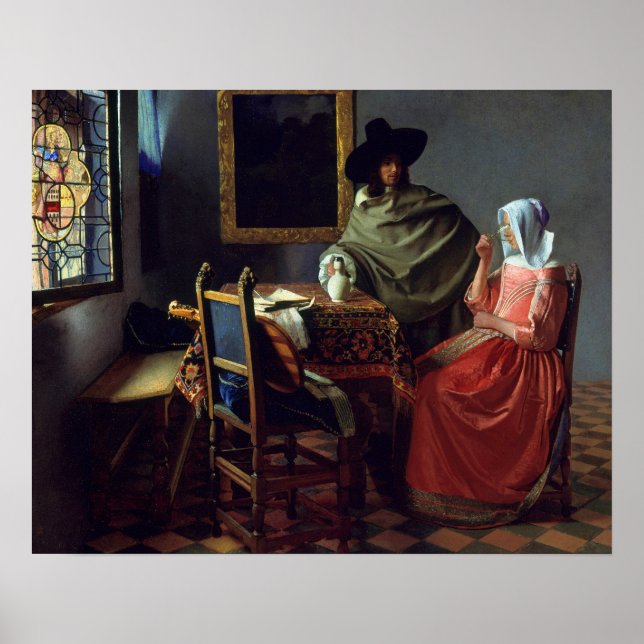 Poster Jan Vermeer - O Vidro do Vinho (Frente)