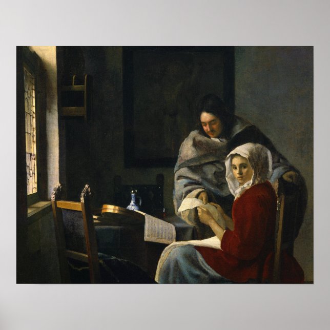 Poster Jan Vermeer - Rapariga Interrompida em Sua Música (Frente)