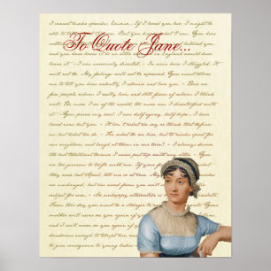 Póster Jane Austen cita Orgulho e Preconceito, Emma, S&S