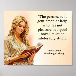 Poster Jane Austen - citação do Northanger Abbey Lendo