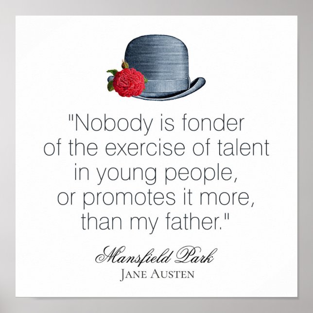 Poster Jane Austen - Meu Pai - Chapéu Vintage (Frente)