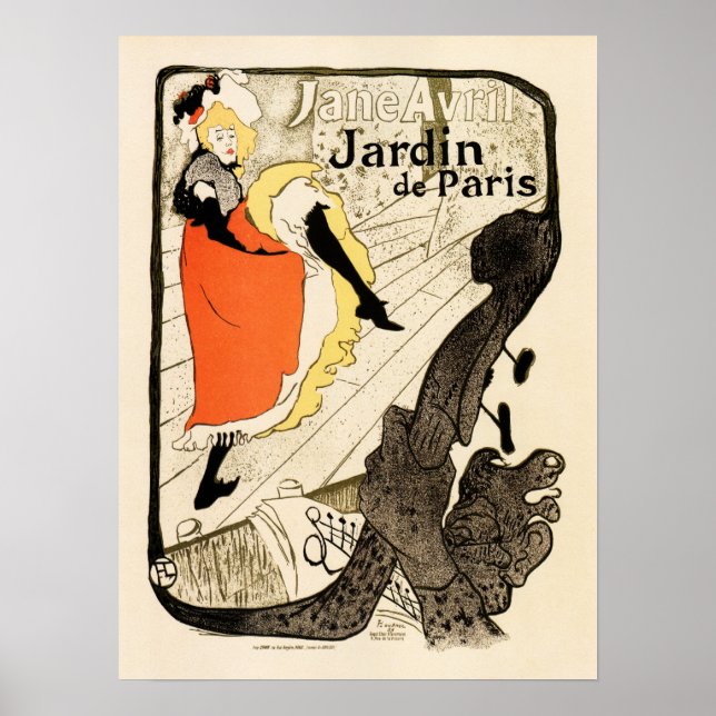 Poster JANE AVRIL Jardin de Paris Henri Toulouse Lautrec (Frente)