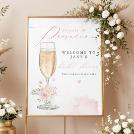 Poster JANE Blush Floral Petals & Chá de panela Prosecco
