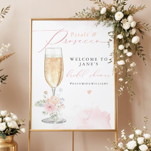 Poster JANE Blush Floral Petals & Chá de panela Prosecco