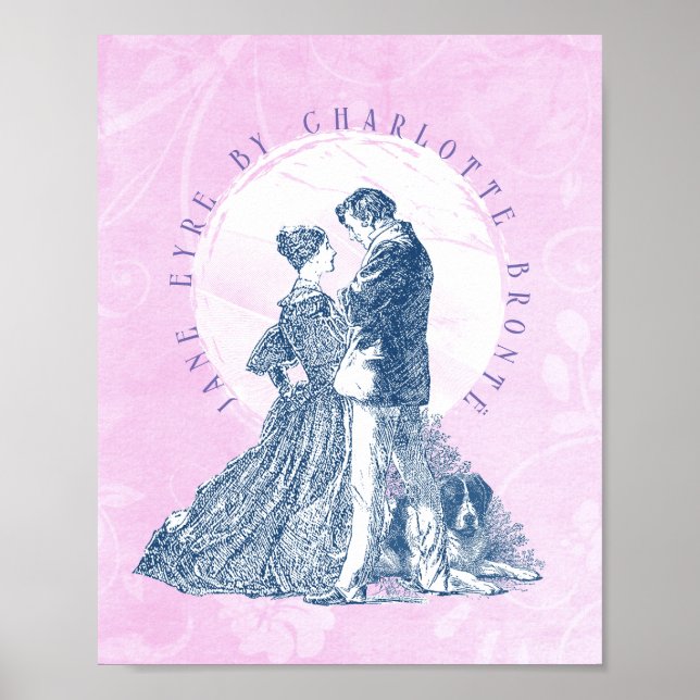 Poster Jane Eyre e Edward Rochester com Pilot Pink (Frente)