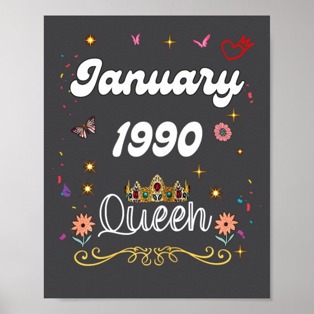 Poster Janeiro de 1990 Rainha Desde Janeiro de 1990 Anive (Frente)