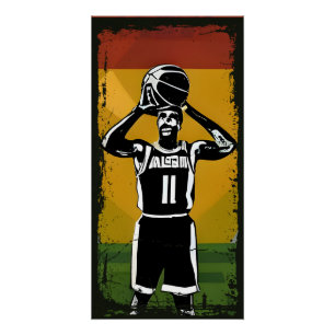 Póster Janeiro de fevereiro de fevereiro de basquetebol P