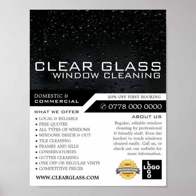 Poster Janela à noite, Limpeza de Janelas Publicidade (Frente)