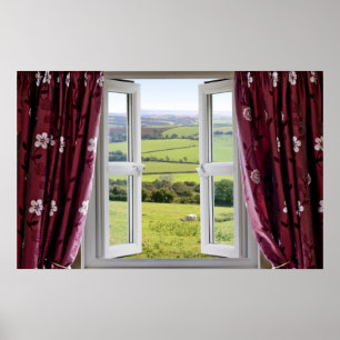 Poster Janela aberta com vista transversalmente e o
