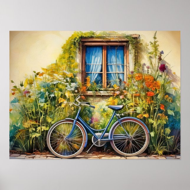 Poster Janela com bicicleta (Frente)