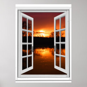 Poster Janela da falsificação da opinião do por do sol
