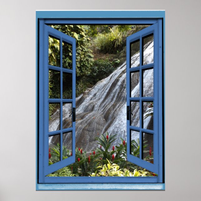 Poster Janela de Fotografia em Cascata Trompe l'oeil Fals (Frente)