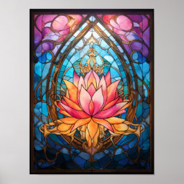 Poster Janela de Vidro Colorido Flor de Lótus Serena Bota