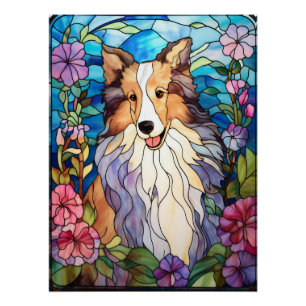 Póster Janela de Vidro Colorido Rough Collie
