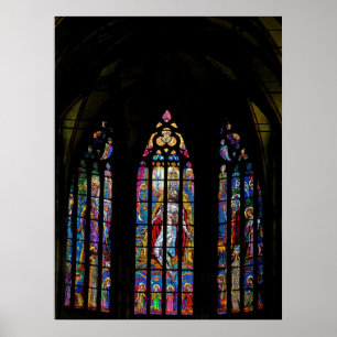 Póster Janela de vitral (2), a catedral de Vitus da rua