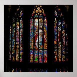 Poster Janela de vitral, a catedral de Vitus da rua,