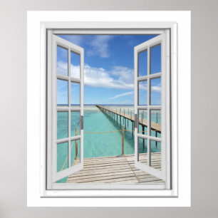 Póster Janela do falso da vista para o mar