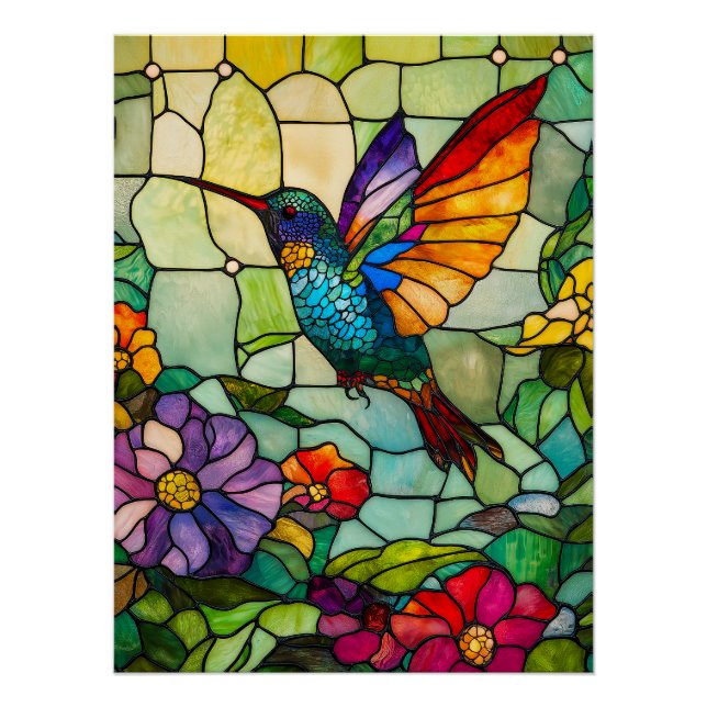 Póster Janela Estilo Hummingbird Tiffany (Frente)