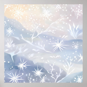 Poster Janela Geada Bela Cena de Inverno Nevando