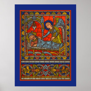 Poster Janela ideal de Chartres do vitral de St Joseph