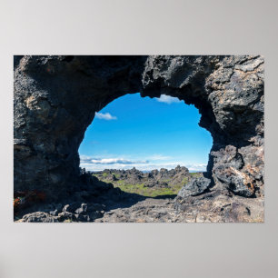 Poster Janela lava em Dimmuborgir, zona de Myvatn - Islâ