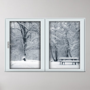 Poster Janela nova em neve com vista