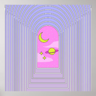 Poster Janela para o universo, cosmos digitais esotéricos