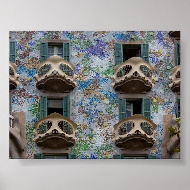 Poster Janelas da Casa Battló em Barcelona (Frente)