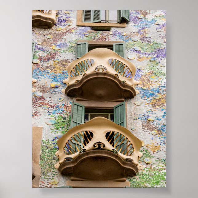 Poster Janelas da Casa Battló em Barcelona (Frente)