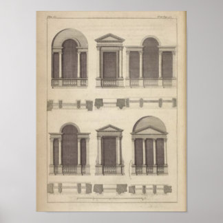 Poster Janelas de Desenho da Arquitetura Vintage Retroati