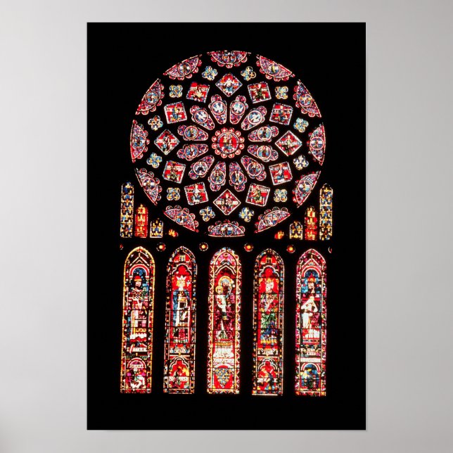 Póster janelas rosa e lancet a partir da parede norte (Frente)