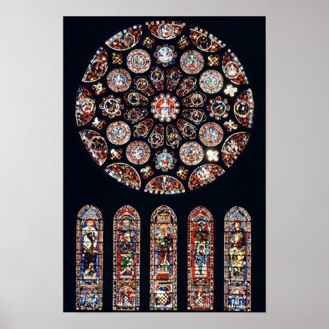 Póster janelas rosa e lancet a partir da parede sul (Frente)