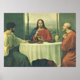 Póster Jantar Antigo em Emaús com Jesus Cristo