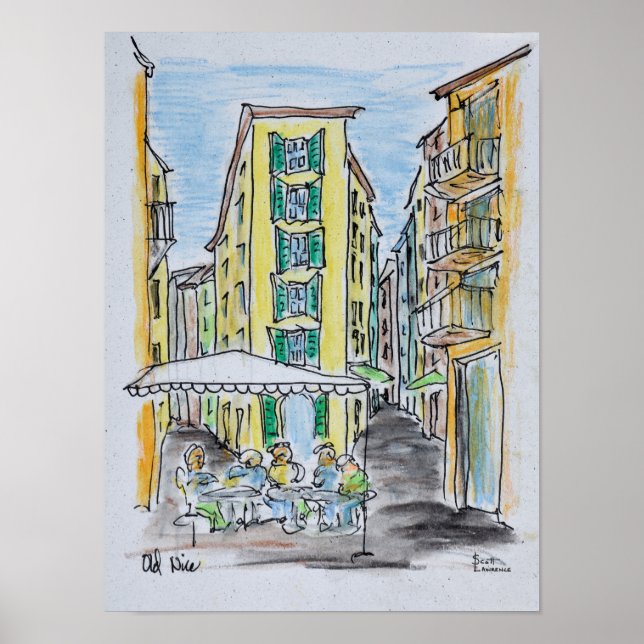 Póster Jantar ao Ar Livre no Old Nice | Nice, França (Frente)
