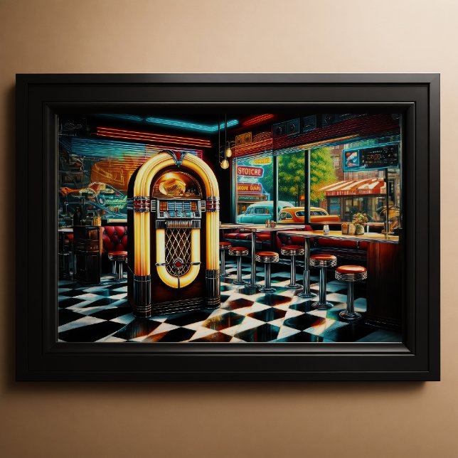 Poster Jantar da década de 1950 com a Jukebox (Criador carregado)