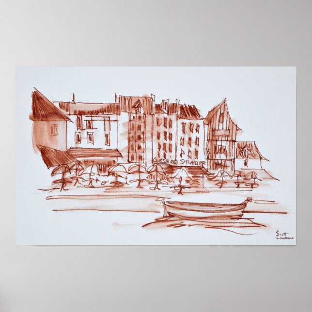Poster Jantar da Frente de Água | Concarneau, Bretanha, F (Frente)