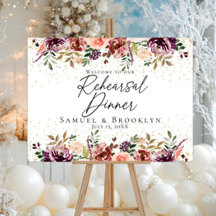 Poster Jantar de Ensaios Elegante sinal de boas-vindas fl