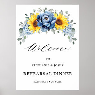 Poster Jantar de Ensaios Sunflower Dusty Blue Slate Peony