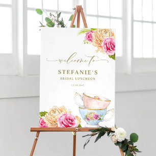 Poster Jantar de Noiva com Jardim Floral em Aquarela em X