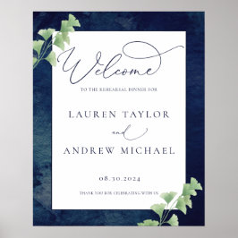 Poster Jantar de Rehearsal de Verde Escuro Azul Água