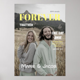 Poster jantar de um dia longe casal revista foto amarelo 