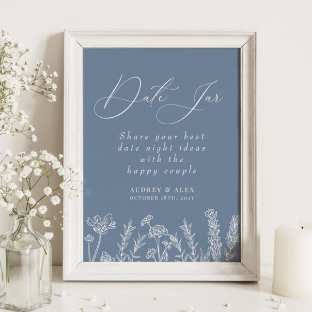 Poster Jantar em Jarro Flor Silvestre Azul Casamento (Criador carregado)